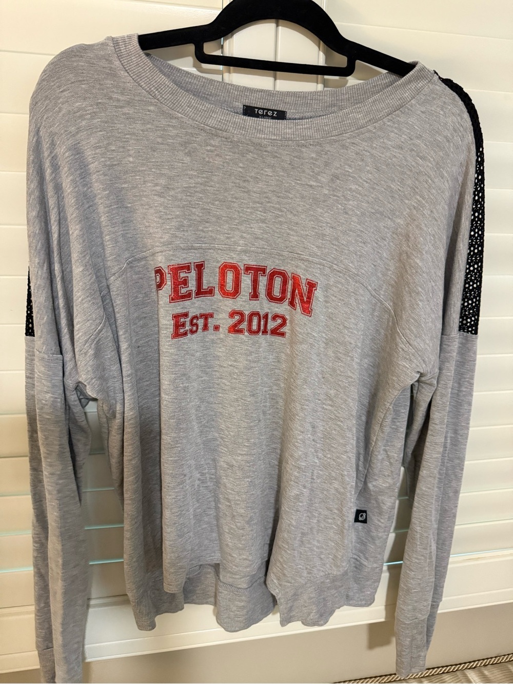 Terez Black Mesh Pullover with Heather Gray Trim